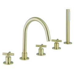 Crosswater MPRO Crosshead Brushed Brass 5 Hole Set Bath Shower Mixer