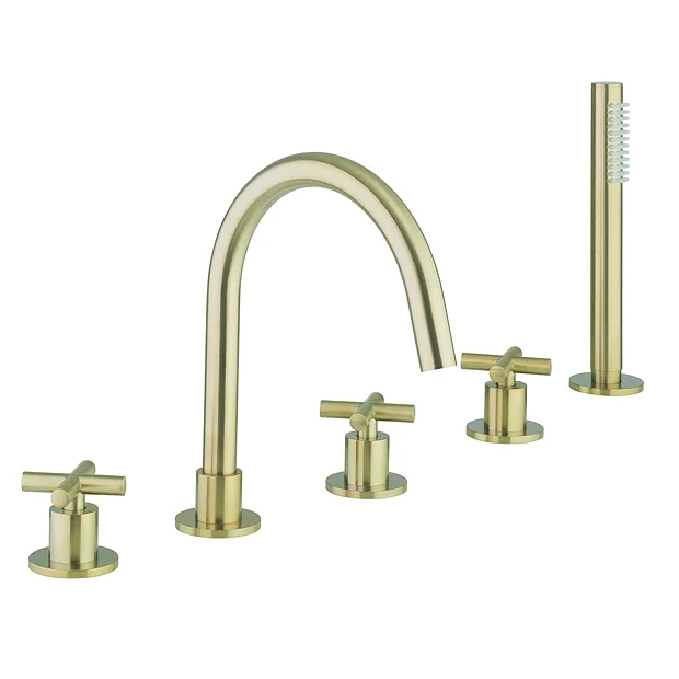Crosswater MPRO Crosshead Brushed Brass 5 Hole Set Bath Shower Mixer 3 Crosswater MPRO Crosshead Brushed Brass 5 Hole Set Bath Shower Mixer