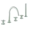 Crosswater MPRO Crosshead Brushed Stainless Steel 5 Hole Set Bath Shower Mixer