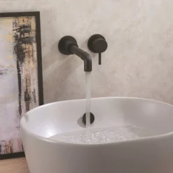 Crosswater MPRO Industrial Wall Mounted 2 Hole Set Basin Mixer - Carbon Black