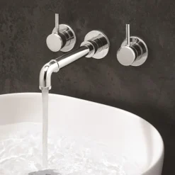 Crosswater MPRO Industrial Wall Mounted 3 Hole Set Basin Mixer - Chrome