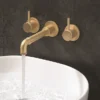 Crosswater MPRO Industrial Wall Mounted 3 Hole Set Basin Mixer - Unlacquered Brushed Brass -Roc Bathroom Furni Store pri130wnubaaa
