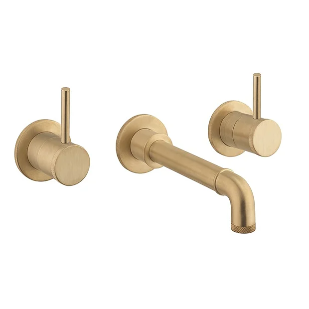 Crosswater MPRO Industrial Wall Mounted 3 Hole Set Basin Mixer - Unlacquered Brushed Brass 4 Crosswater MPRO Industrial Wall Mounted 3 Hole Set Basin Mixer - Unlacquered Brushed Brass - Image 2