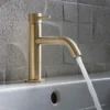 Crosswater MPRO Monobloc Basin Mixer With Knurled Detailing - Brushed Brass -Roc Bathroom Furni Store pro110dnf k d2