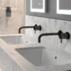 Crosswater MPRO Wall Mounted 2 Hole Set Basin Mixer - Matt Black -Roc Bathroom Furni Store pro120wnm d2