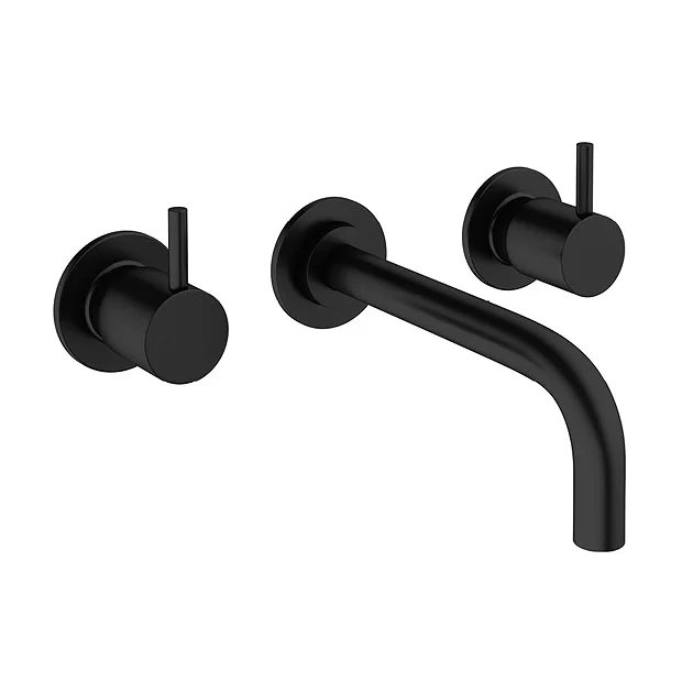 Crosswater MPRO Wall Mounted 3 Hole Set Basin Mixer - Matt Black 3 Crosswater MPRO Wall Mounted 3 Hole Set Basin Mixer - Matt Black