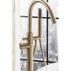 Crosswater MPRO Floor Mounted Freestanding Bath Shower Mixer - Brushed Brass
