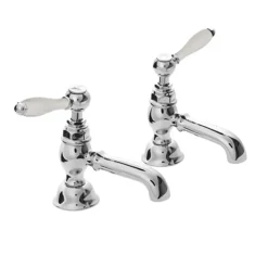 Imperial Radcliffe Chrome 1/2" Basin Pillar Taps With White Levers