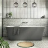 Arezzo Round Gunmetal Grey Wall Mounted (3TH) Bath Filler Tap -Roc Bathroom Furni Store rdgm3thf n d3