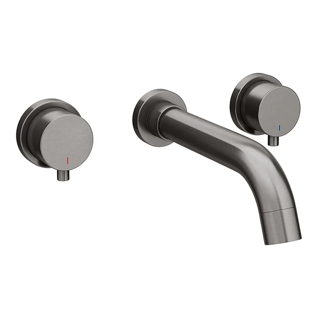 Arezzo Round Gunmetal Grey Wall Mounted (3TH) Bath Filler Tap 4 Arezzo Round Gunmetal Grey Wall Mounted (3TH) Bath Filler Tap - Image 2