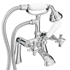 Regent Traditional Bath Shower Mixer Tap With Adjustable Shrouds For Roll Top Baths -Roc Bathroom Furni Store reg002stpws01 nd1