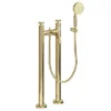 Burlington Riviera Art Deco Gold Freestanding Bath Shower Mixer With Kit -Roc Bathroom Furni Store riv415gold l