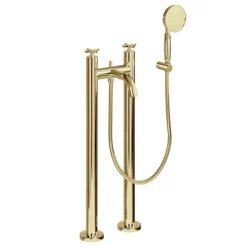 Burlington Riviera Art Deco Gold Freestanding Bath Shower Mixer With Kit