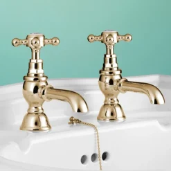 Silverdale Victorian Basin Pillar Taps Gold