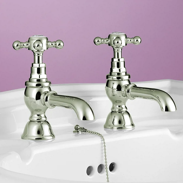 Silverdale Victorian Basin Pillar Taps Nickel 3 Silverdale Victorian Basin Pillar Taps Nickel