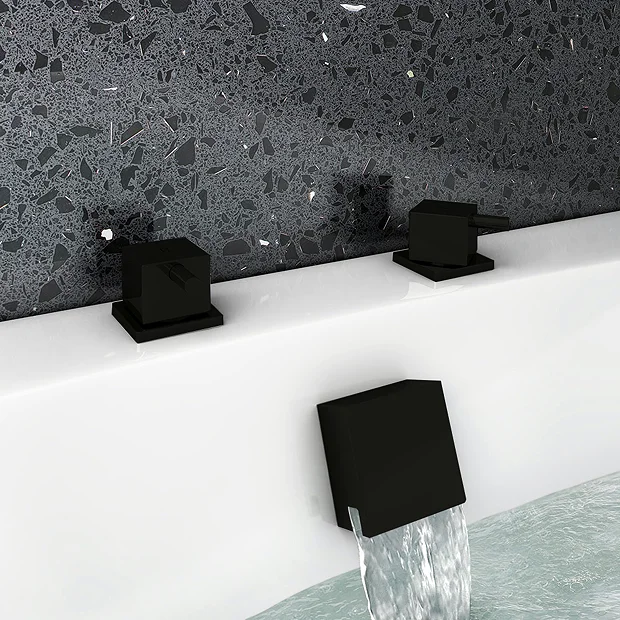 Arezzo Square Matt Black 3/4" Deck Bath Side Valves (Pair) 3 Arezzo Square Matt Black 3/4" Deck Bath Side Valves (Pair)
