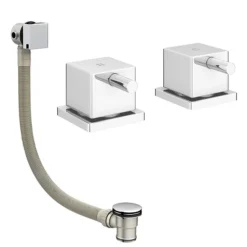 Milan Deck Bath Side Valves With Square Freeflow Bath Filler