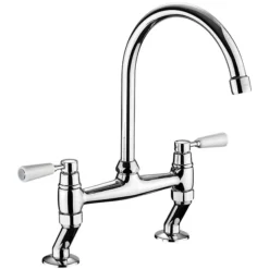 Rangemaster Traditional Belfast Bridge Kitchen Mixer Tap - Chrome/White