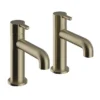 Heritage Dartmouth Basin Pillar Taps - Brushed Brass -Roc Bathroom Furni Store tdacbb00