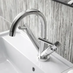 Hudson Reed Tec Lever Mono Basin Mixer Tap Inc. Swivel Spout & Waste -Roc Bathroom Furni Store tel315 d1