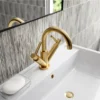 Hudson Reed Tec Lever Mono Basin Mixer Tap Inc. Swivel Spout & Waste - Brushed Brass -Roc Bathroom Furni Store tel815aa