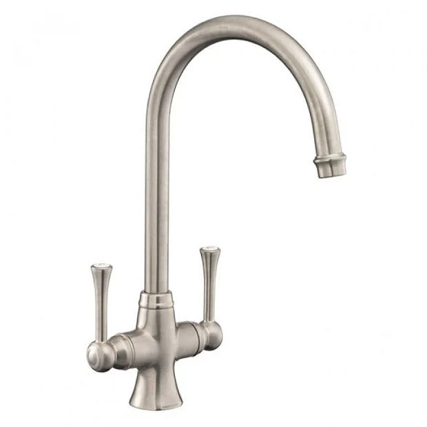Rangemaster Estuary Brushed Nickel Dual Lever Kitchen Tap 3 Rangemaster Estuary Brushed Nickel Dual Lever Kitchen Tap