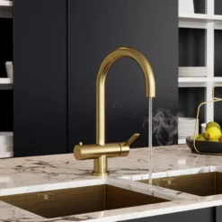 The Tap Factory Milla Brushed Brass 4 In 1 Instant Hot Water Tap -Roc Bathroom Furni Store tfhottap15brass l