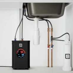 The Tap Factory Milla Brushed Brass/Black 4 In 1 Instant Hot Water Tap