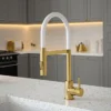 The Tap Factory Vibrance Tube Brushed Brass Kitchen Tap With Spray Function 2 The Tap Factory Vibrance Tube Brushed Brass Kitchen Tap With Spray Function -Roc Bathroom Furni Store tfvtsbbwhite l