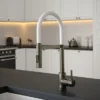 The Tap Factory Vibrance Tube Gun Metal Kitchen Tap With Spray Function -Roc Bathroom Furni Store tfvtsgunwhite l