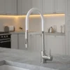 The Tap Factory Vibrance Tube Brushed Nickel Kitchen Tap With Spray Function -Roc Bathroom Furni Store tfvtsnkwhite l