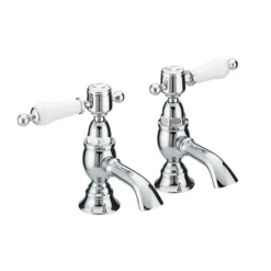 Heritage - Glastonbury Basin Pillar Taps - Chrome