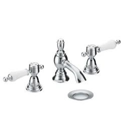 Heritage - Glastonbury 3 Hole Basin Mixer With Pop-up Waste - Chrome