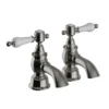Heritage Glastonbury Bath Pillar Taps - Brushed Nickel -Roc Bathroom Furni Store tgrcn01