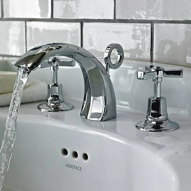 Heritage - Gracechurch 3 Hole Basin Mixer With Pop-up Waste 3 Heritage - Gracechurch 3 Hole Basin Mixer With Pop-up Waste