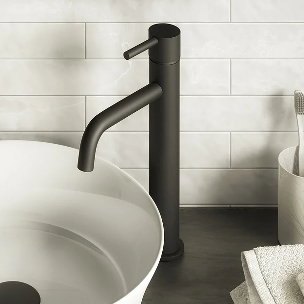Toreno Matt Black Round High Rise Mono Basin Mixer Tap 4 Toreno Matt Black Round High Rise Mono Basin Mixer Tap - Image 2