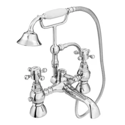Chatsworth 1928 Traditional Bath Shower Mixer Tap With Adjustable Shrouds For Roll Top Baths -Roc Bathroom Furni Store trad03dstpws01 d1