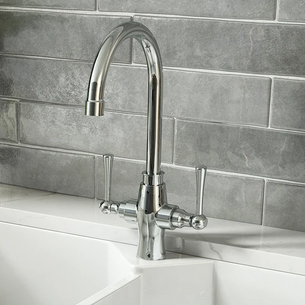 Trafalgar Polished Chrome Dual Lever Kitchen Mixer Tap 4 Trafalgar Polished Chrome Dual Lever Kitchen Mixer Tap - Image 2