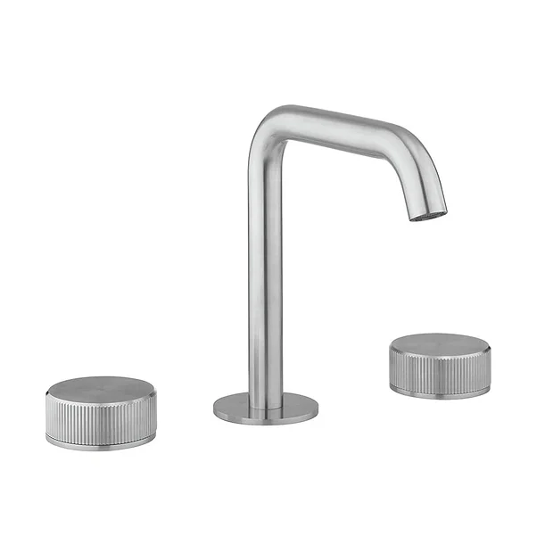Crosswater 3ONE6 Stainless Steel Deck Mounted 3 Hole Set Basin Mixer 4 Crosswater 3ONE6 Stainless Steel Deck Mounted 3 Hole Set Basin Mixer - Image 2