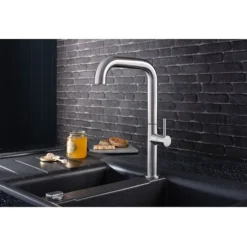 Crosswater - Cucina Tube Side Lever Kitchen Mixer - Stainless Steel -Roc Bathroom Furni Store tu713ds d1