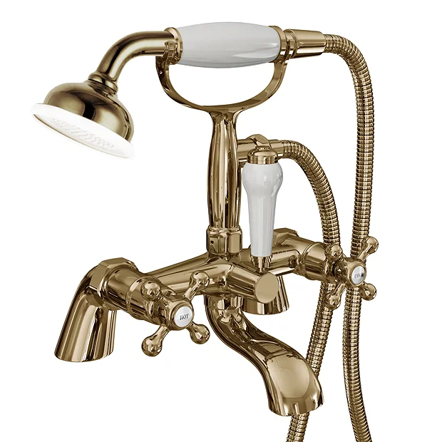Victoria Gold Traditional Bath Shower Mixer With Handset 3 Victoria Gold Traditional Bath Shower Mixer With Handset