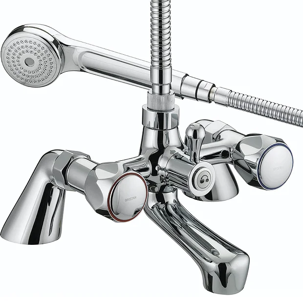 Bristan - Club Pillar Bath Shower Mixer - Chrome With Metal Heads 3 Bristan - Club Pillar Bath Shower Mixer - Chrome With Metal Heads