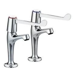 Bristan - Value Lever High Neck Pillar Taps With 6" Levers - VAL-HNK-C-6-CD