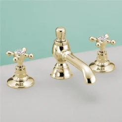 Silverdale Victorian 3 Hole Basin Deck With Pop Up Waste Gold