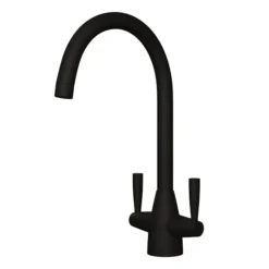 Venice Modern Dual Lever Kitchen Mixer Tap With Swivel Spout - Matt Black
