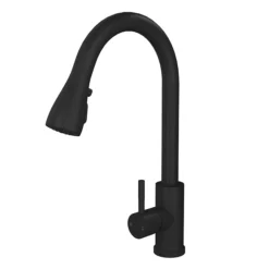 Venice Modern Kitchen Mixer Tap With Swivel Spout & Pull Out Spray - Matt Black