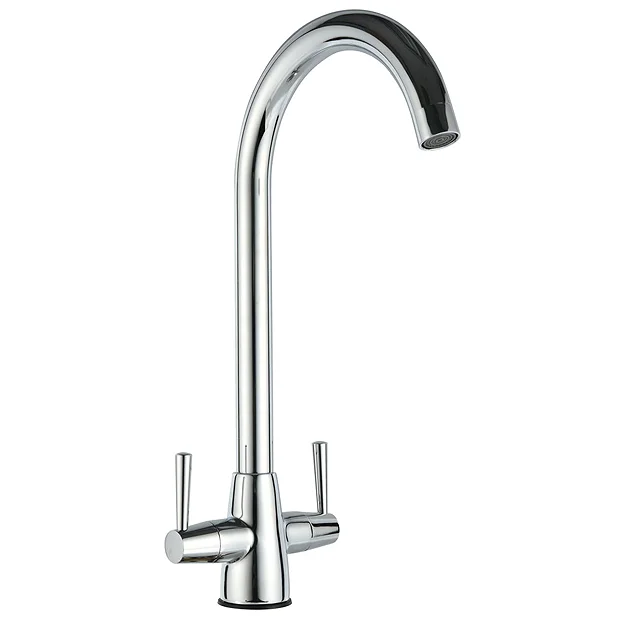 Venice Modern Dual Lever Kitchen Mixer Tap With Swivel Spout - Chrome 3 Venice Modern Dual Lever Kitchen Mixer Tap With Swivel Spout - Chrome