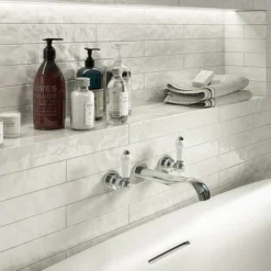 Chatsworth 1928 Traditional Wall Mounted White Lever Bath Filler Tap
