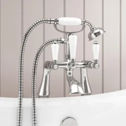 Lancaster Traditional Freestanding Chrome Bath Shower Mixer & Shower Kit -Roc Bathroom Furni Store vic6fs d2