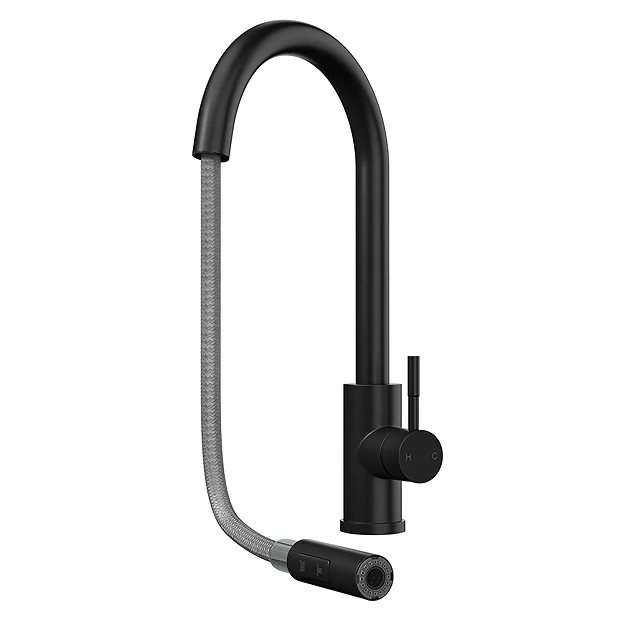 Venice Matt Black Kitchen Sink Mixer With Pull-Out Hose And Spray Head 3 Venice Matt Black Kitchen Sink Mixer With Pull-Out Hose And Spray Head